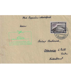 Dt. Reich Polar-Fahrt Nr. 458 als Einzelfrankatur dekorativem Zeppelinbeleg