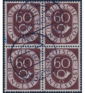 BRD Posthorn-Viererblock Nr. 135 gestempelt im Vierer- block 60 Pfennig-Wert