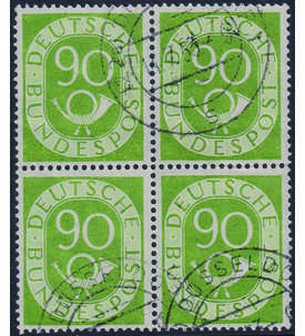 BRD Posthorn-Viererblock Nr. 138 gestempelt im Vierer- block 90 Pfennig-Wert