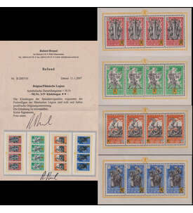 Dt. Besetzung Fl�mische Legion Nr. I - IV in postfrischen Kleinbogen m. Farbfotoattest