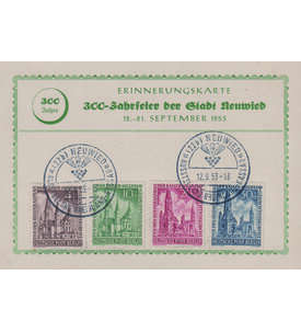 Berlin Gedchtniskirche 1953 Nr. 106-109 auf Schmuckbeleg mit Sonderstempel