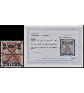 Danzig Freimarke 1920 Nr. 28 II mit zeitgerechter Entwertung und Farbfotobefund