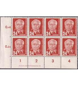 DDR Pieck 1952 postfrisch Nr. 324 z XI DV 1 , 8er-Block aus der linken unteren Ecke