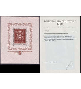 Liechtenstein Block 1 postfr. Landesausstellung Vaduz 1934 mit Attest echt u. einwandfrei