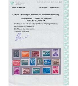 Laibach Freimarken 1945 Nr. 45-60 postfrisch mit Farbfotoattest einwandfrei