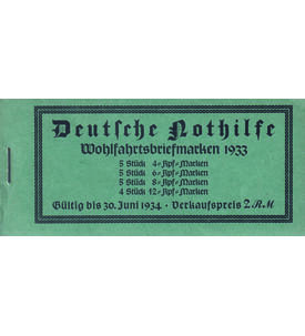 Dt. Reich Markenheftchen Nr. 34.1 postfrisch  Nothilfe (Wagner) 1933 
