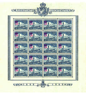 Liechtenstein - Kleinbogen Nr. 310 postfrisch Freimarke mit rotem Aufdruck