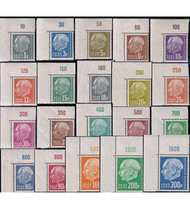Saar Heuss 1957 Nr. 409-428 postfrisch aus der linken oberen Bogenecke