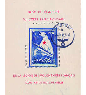 Deutsche Besetzung Frankreich Block I mit Feldpost-Stempel Eisbr- Block