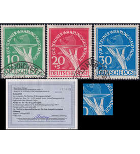 Berlin Nr. 68-70 gestempelt m. Plattenfehler, Farbfotobefund W�hrungsgesch�digte 1949