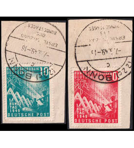 BRD Bundestags 1949 Nr. 111-112 auf Briefabschnitt mit Ersttags-Sonderstempel