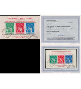 Berlin Block 1 gestempelter Bedarfsblock m. Farbfotobefund W�hrungsgesch�digte-Block