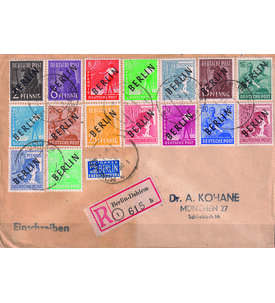 Berlin Schwarzaufdrucke Nr. 1-16 auf Einschreibebrief mit Farbfotoechtheitsbefund