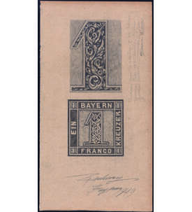 Der Bayern Einser hochwertige Zeichnung mit Vermerken u. Unterschriften