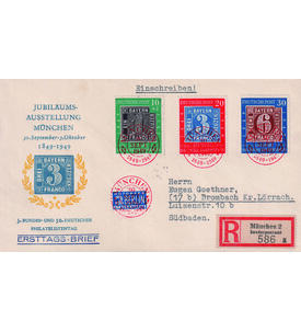 BRD Nr. 113-115 auf Einschreibe-Ersttagsbrief 100 Jahre dt. Briefmarken