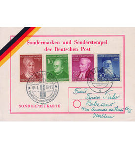 BRD Wohlfahrt 1952 Nr. 156-159 auf Postkarte