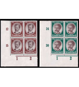 Dt. Reich Kolonialforscher Nr. 540 und 541 postfrisch im Eckrandviererblock links unten