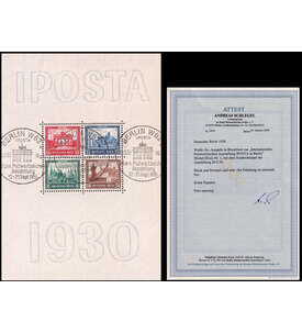 Deutsches Reich - Block 1 gestempelt mit Farbfotoattest Schlegel IPOSTA-Block 1930