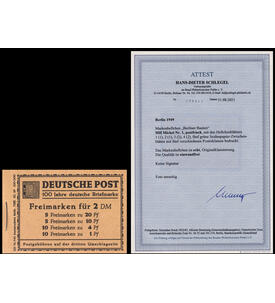 Berlin-Markenheft 1 postfrisch mit Farbfotoattest Schlegel Bauten 1949