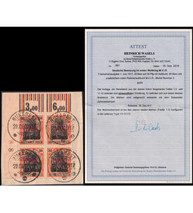 Dt Besetzung Milit�rverwaltung gestempelter Eckrand 4er-Block vom OR mit Farbfotoattest