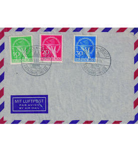 Berlin W�hrungsgesch�digte Nr. 68-70 a. Luftpost-Umschlag Sonderstempel Fr�hjahrsmesse