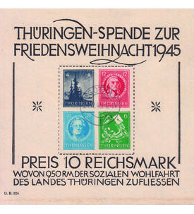 SBZ Block 2 gestempelt am Unterrand etwas gebrunt groer Weihnachtsblock 1945