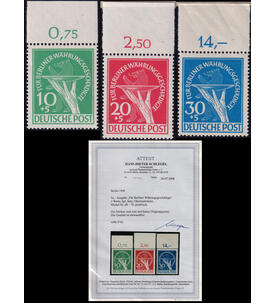 Berlin Whrungsgeschdigte Nr. 68-70 postfrischer Ober- rand, Farbfotoattest Schlegel