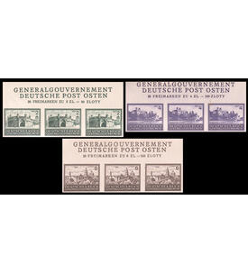 Generalgouvernement ungezhnt Nr. 113-115 U postfrischer Dreierstreifen vom Oberrand