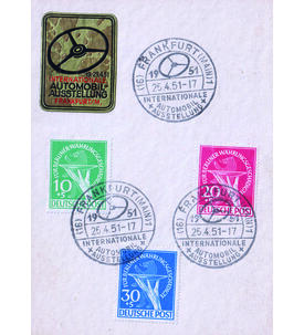 Berlin IAA-Karte Nr. 68-70 Nr. 68-70 auf Sonderkarte IAA Frankfurt 1951 Sonderstempel
