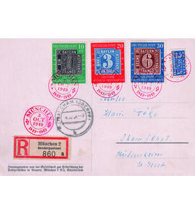 BRD 100 Jahre dt. Briefmarken Nr.113-115 auf Sonderbeleg mit roten Sonderstempeln