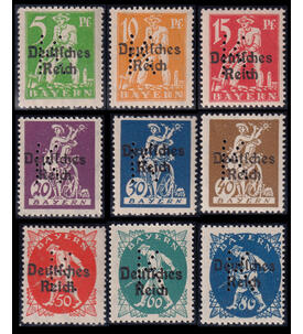 Bayern - Portofreiheitsmarken Nr. 7-15 postfrisch Abschiedsserie mit K-Lochung