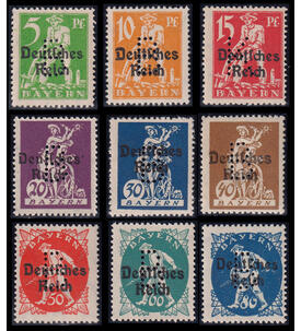 Bayern - Portofreiheitsmarken Nr. 16-24 postfrisch Abschiedsserie mit B-Lochung