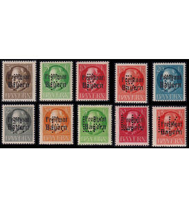 Bayern - Portofreiheitsmarken Nr. 25-31 + 38-40 postfrisch Knig Ludwig R bzw LK-Lochung