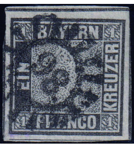 Der Bayern Einser Nr. 1 mit Mhlradstempel 98 geprft und signiert