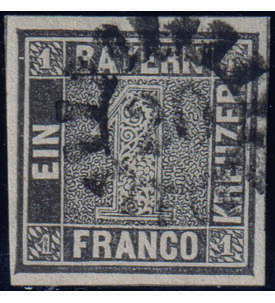 Der Bayern Einser Nr. 1 mit Mhlradstempel 20 geprft und signiert