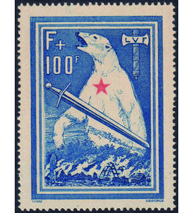 Deutsche Besetzung Frankreich Nr. I postfrisch geprft Einzelmarke aus Eisbrblock