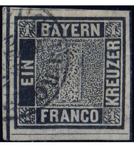 Bayern Einser Nr. 1 gestempelt, gepr�ft und signiert