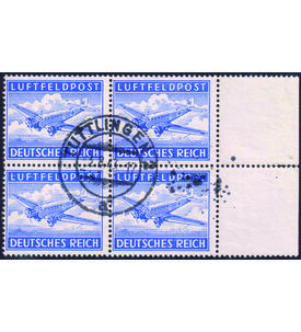 Deutsches Reich Feldpost Ju 52 im zentrisch gestempelten Viererblock