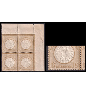 Deutsches Reich 18 Kreuzer Nr. 28 im postfrischen Eckrand-Viererblock