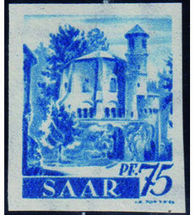 Saar - Ungez�hnt Nr. 222 XP postfrisch, gepr�ft und signiert Freimarke 1947