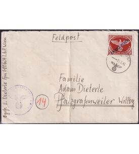 Deutsches Reich - Feldpost Nr. 10 auf Feldpostbrief Agramer Aufdruck