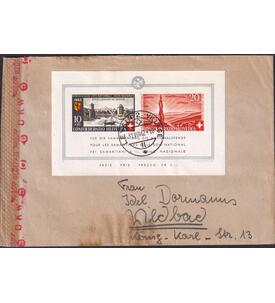 Schweiz - Blockbrief Block 7 auf Bedarfsbrief Pro Patria 1942