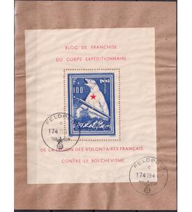 Deutsche Besetzung Frankreich Block I gestempelter Briefausschnitt mit Feldpoststempel