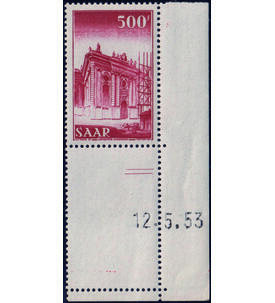Saar - Druckdatum postfrisch Nr. 337 Br rechte untere Bogenecke