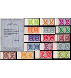 BRD Posthorn - Paarsatz Nr. 123-138 postfrisch vom linken Seitenrand, Fotoattest