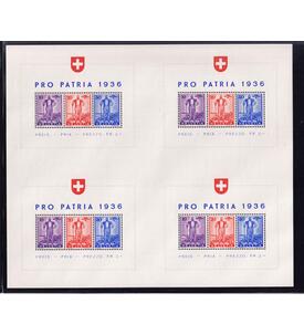 Schweiz-Gro�block postfrisch Bock 2 - 4 x zusammenh�ngend Pro Patria 1936