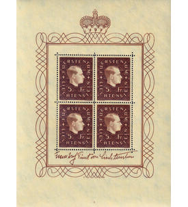 Liechtenstein - Kleinbogen Nr. 185 postfrisch F�rst Franz Josef II 1939