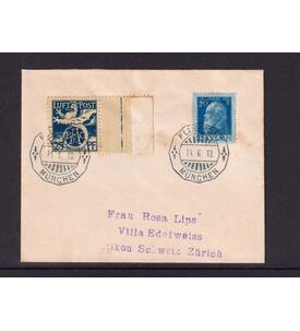 Bayern - Flugpost Nr. F I auf kleinem Schmuck- biref geflgelter Lwe