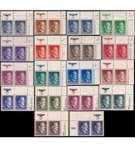 Generalgouvernement Hoheitszeichen Nr. 71-88 A postfrisch Eckrandpaare Hitler 1941/42