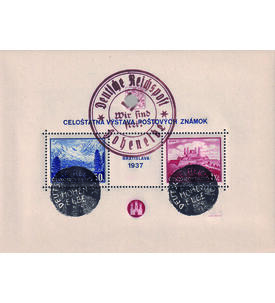 CSSR Block 4 mit Abstempelung Deutsche Reischpost Hohen- elbe - Wir sind frei